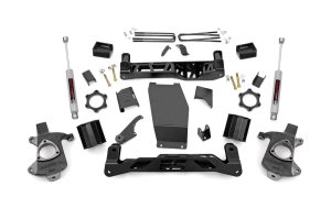 GMC Sierra 1500 Suspension Lift Kit - Rough Country - 5 Inch Lift, Cast Steel, N3 Series Shock Absorbers - '14-'18